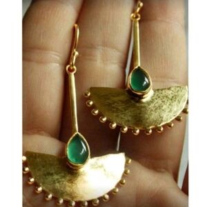 NEW! Bohemian Green Stone Vintage Gold Dangle Drop Hook Earrings